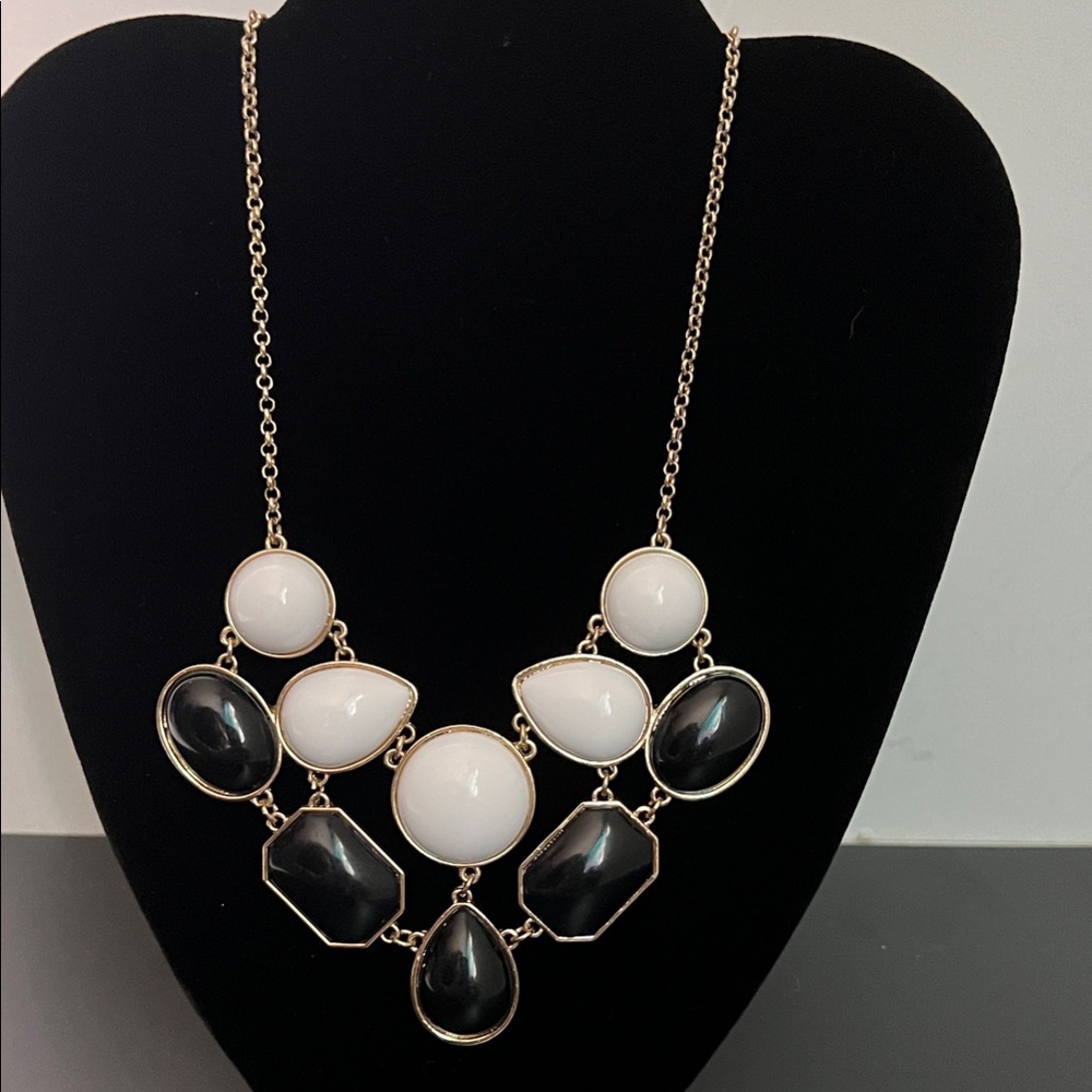 Elegant‎ Black and White Statement Necklace